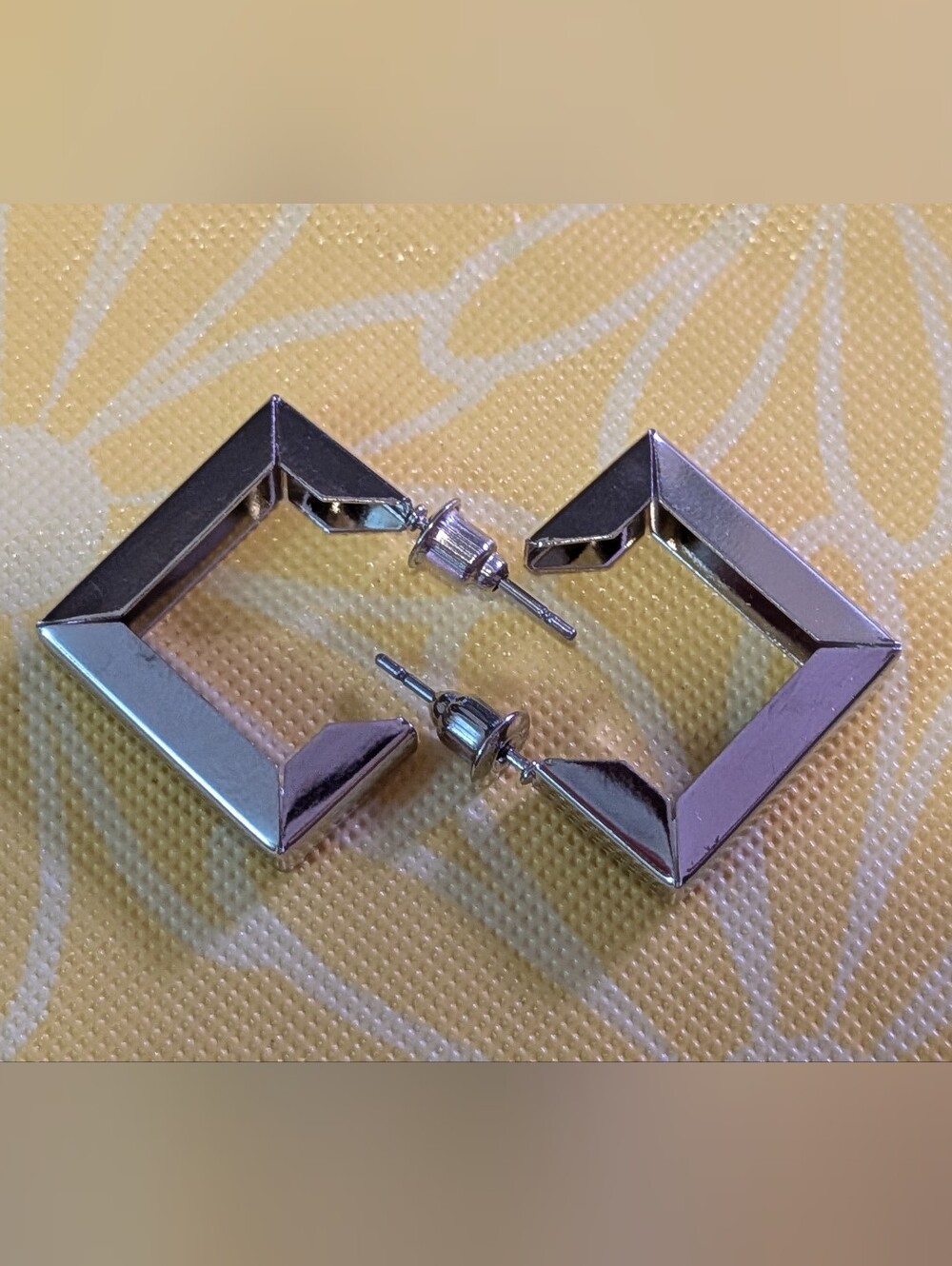 Silver Geometric Square Stud Earrings
